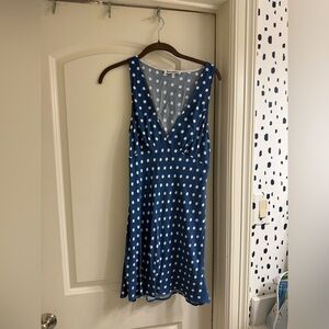 Reformation Blue and White Polka Dot Midi Dress